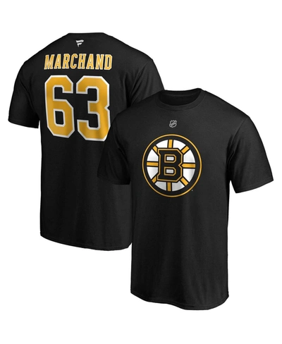 Fanatics Men's Brad Marchand Boston Bruins Team Authentic Stack Name And Number T-shirt In Black