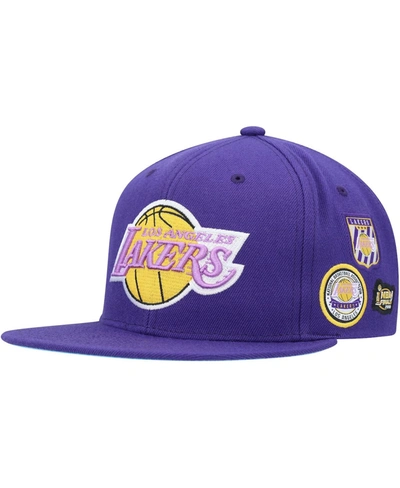 Shop Mitchell & Ness Men's Purple Los Angeles Lakers Hardwood Classics Under Finals Snapback Hat