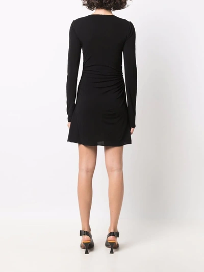 Shop Dsquared2 Ruched Longsleeved Mini Dress In Schwarz