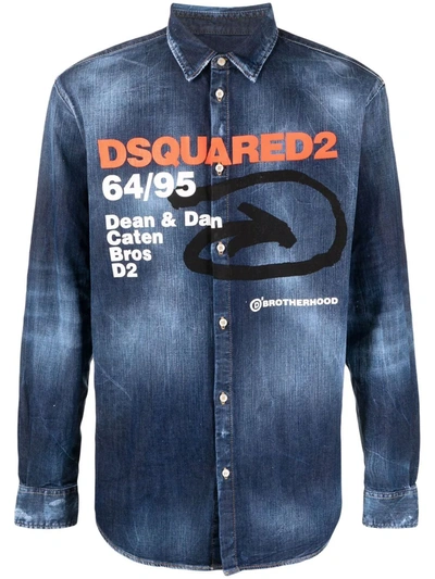 Dsquared2 Logo-print Shirt In Blau