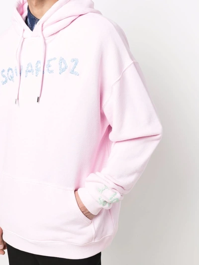 Shop Dsquared2 Embroidered-logo Hoodie In Rosa
