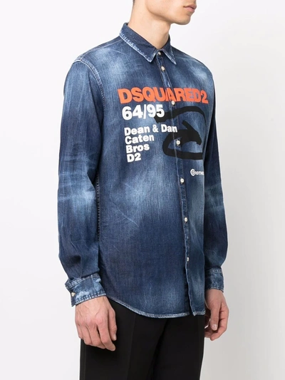 Dsquared2 Logo-print Shirt In Blau
