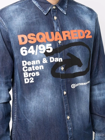 Dsquared2 Logo-print Shirt In Blau