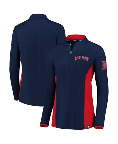 Shop Fanatics Women's Navy Boston Red Sox Iconic Marble Clutch Blade Collar Half-zip Pullover Jacket