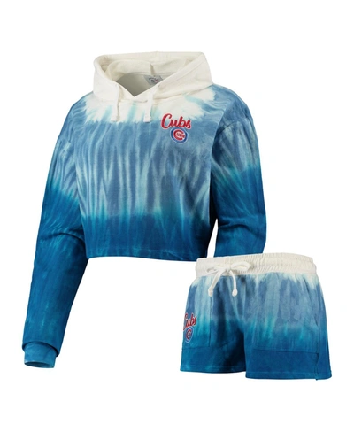 Shop Foco Women's Royal Chicago Cubs Dip-dye Hoodie T-shirt And Pants Sleep Set