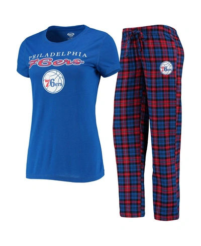 Shop Concepts Sport Women's Royal, Red Philadelphia 76ers Lodge T-shirt And Pants Sleep Set In Royal/red