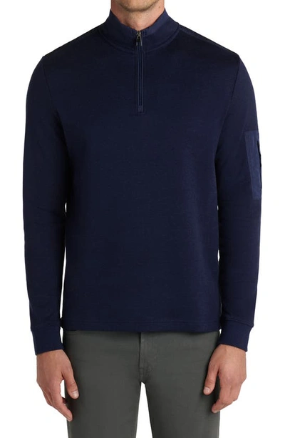 Shop Bugatchi Cotton Blend Quarter Zip Sweater In Navy
