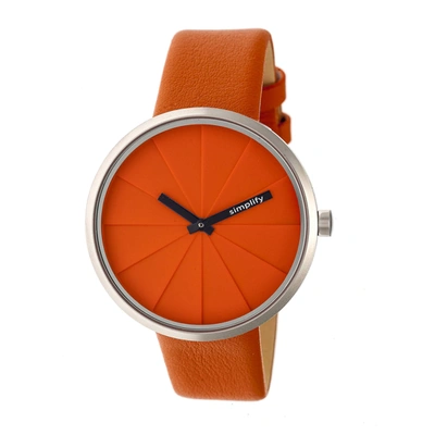 Shop Simplify The 4000 Orange Dial Orange Leather Watch Sim4006 In Black,orange,silver Tone
