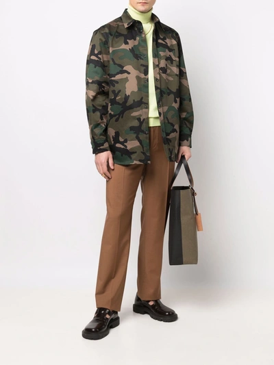 Shop Valentino Shirt With Camouflage Pattern In Green