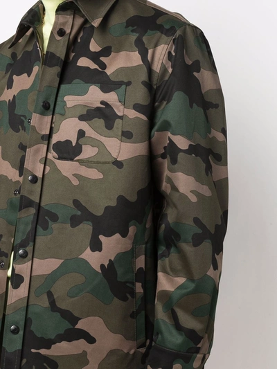 Shop Valentino Shirt With Camouflage Pattern In Green