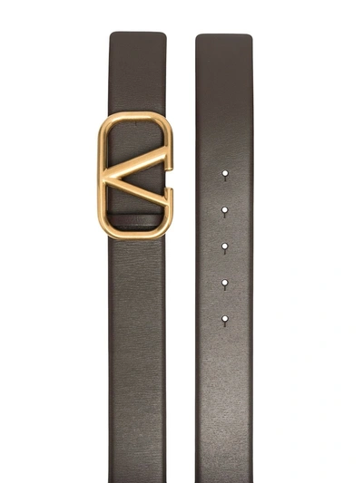 Shop Valentino Vlogo Signature Leather Belt In Brown