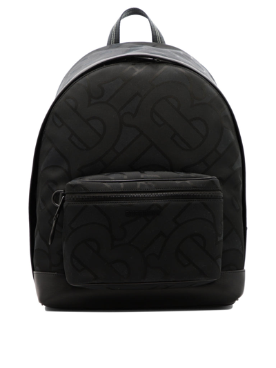 Shop Burberry Monogram Zipped Backpack In Black