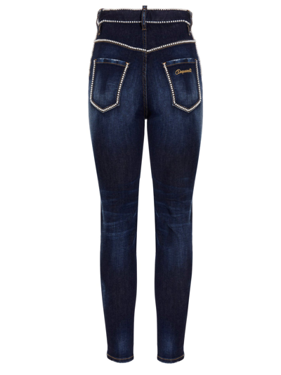 Shop Dsquared2 'high Waist Cropped Twiggy Jean' Jeans In Blue