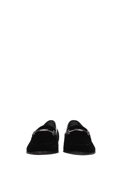 Shop Tod's Loafers Velvet In Black