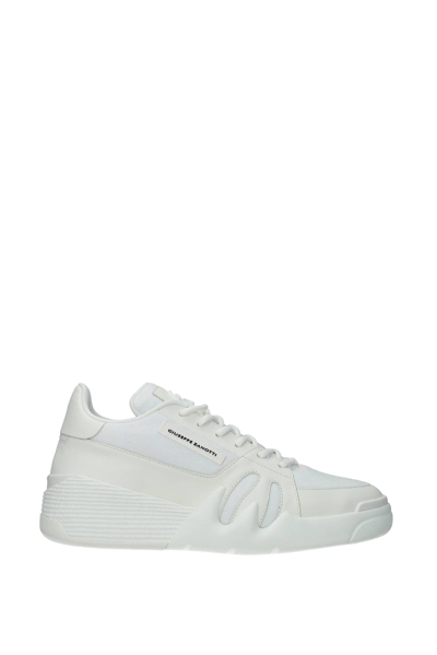 Shop Giuseppe Zanotti Sneakers Talon Fabric Chalk In White