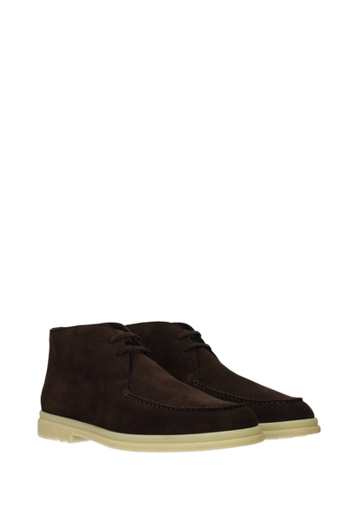 Shop Loro Piana Ankle Boot Suede Chocolate In Brown