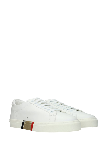Shop Burberry Sneakers Leather In White