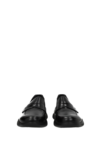 Shop Prada Loafers Leather In Black