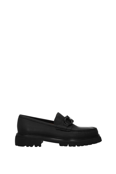 Shop Ferragamo Loafers Bleecker Leather In Black