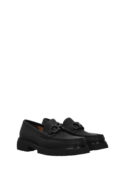 Shop Ferragamo Loafers Bleecker Leather In Black