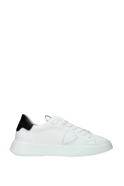 Shop Philippe Model Sneakers Temple Leather In White