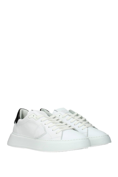Shop Philippe Model Sneakers Temple Leather In White