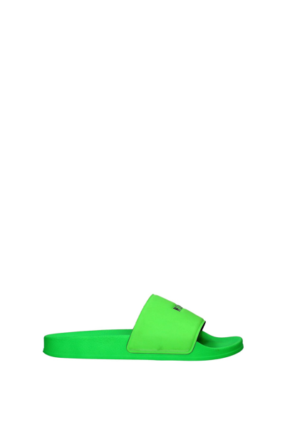 Shop Msgm Slippers And Clogs Polyurethane Fluo In Green