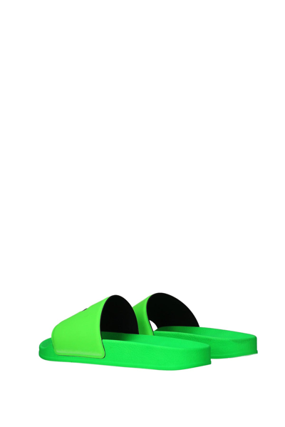 Shop Msgm Slippers And Clogs Polyurethane Fluo In Green