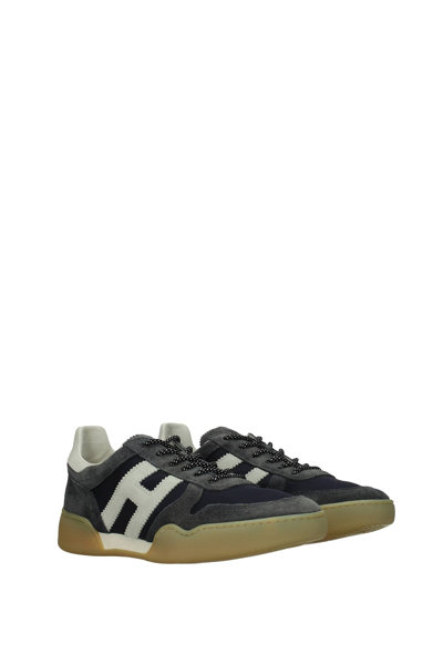 Hogan H357 Monogram Patch Sneakers In Dark Blue | ModeSens