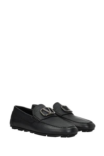 Shop Valentino Loafers Driver Leather In Black