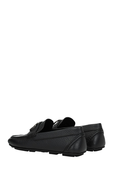 Shop Valentino Loafers Driver Leather In Black