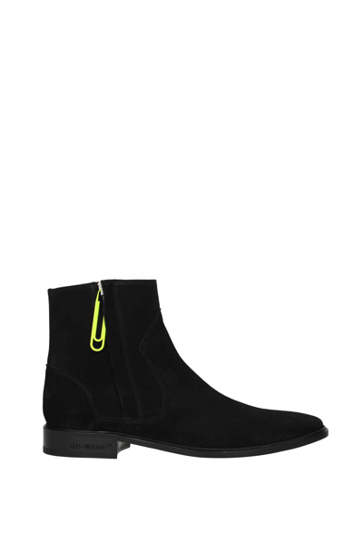 Shop Off-white Ankle Boot Suede In Black