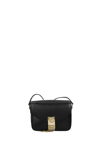 Shop Celine Crossbody Bag Pampille Leather Gold In Black