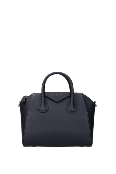 Shop Givenchy Handbags Antigona Leather Navy In Blue