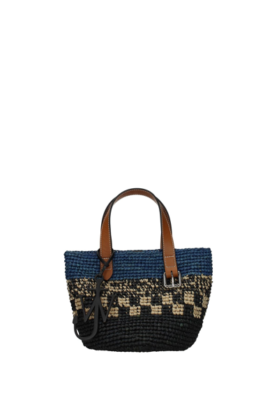 Shop Jw Anderson Handbags Raffia Royal Blue In Black
