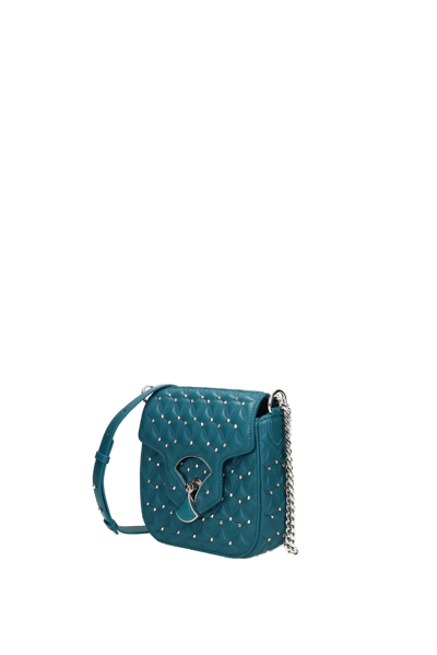 Shop Bulgari Crossbody Bag Leather In Blue