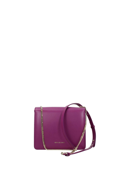 Shop Bulgari Crossbody Bag Leather In Violet