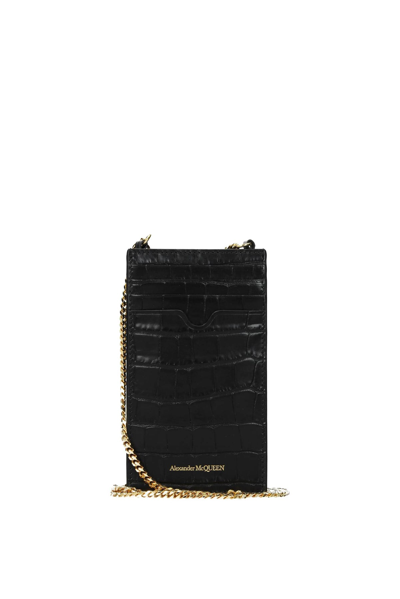 Shop Alexander Mcqueen Selfphone Cover Leather In Black