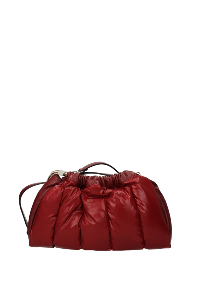 Shop Moncler Crossbody Bag Seashell Fabric Dark In Red