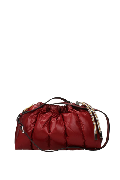 Shop Moncler Crossbody Bag Seashell Fabric Dark In Red