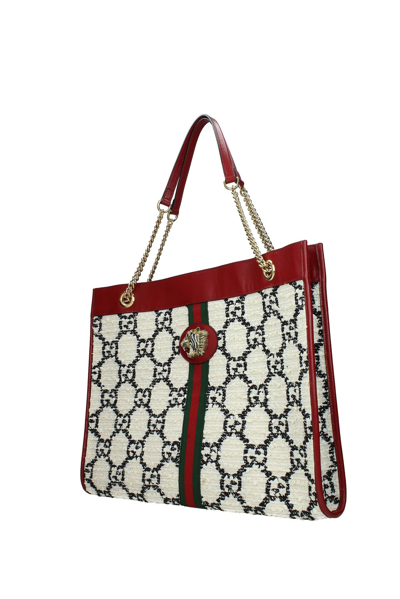 Shop Gucci Shoulder Bags Fabric Red In White