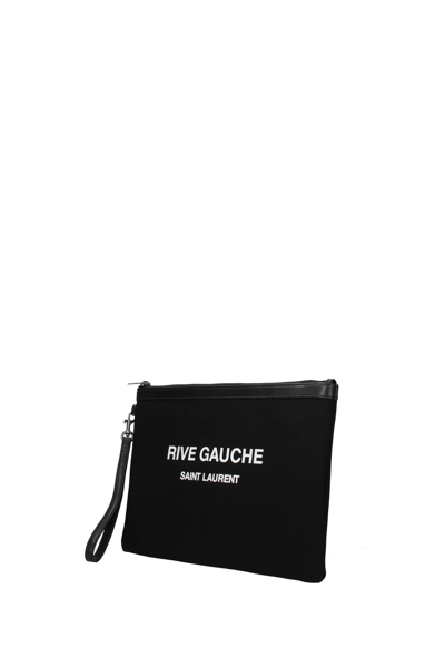 Shop Saint Laurent Clutches Rive Gauche Fabric In Black