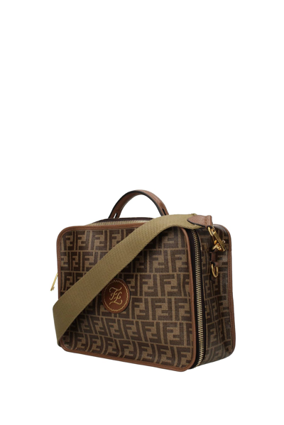 Shop Fendi Suitcases Leather In Brown