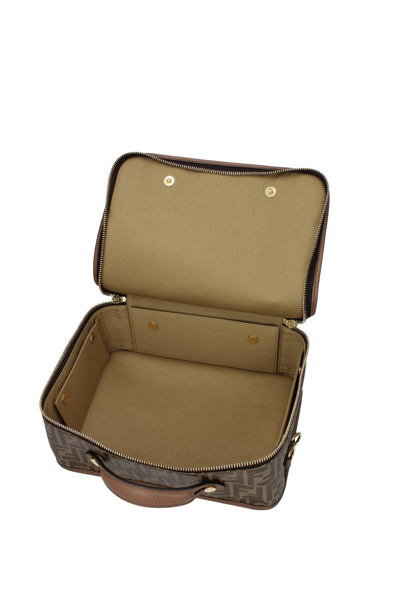 Shop Fendi Suitcases Leather In Brown