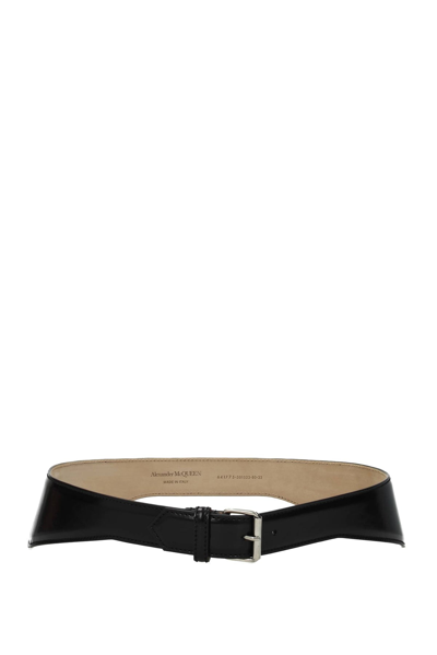 Shop Alexander Mcqueen High-waist Belts Leather In Black