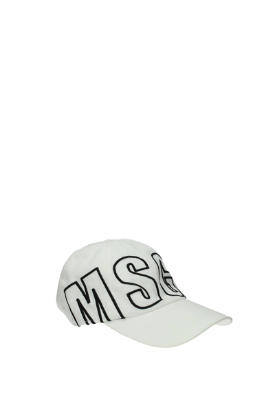 Shop Msgm Hats Cotton Black In White