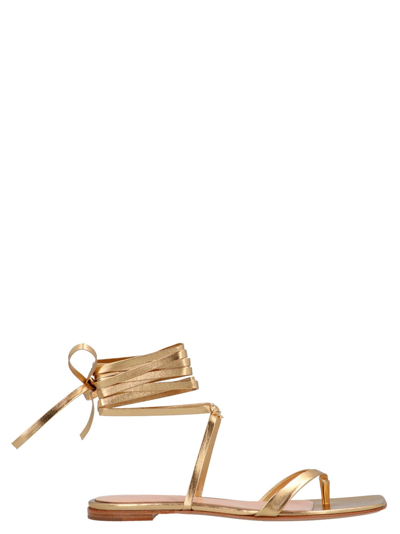 Shop Gianvito Rossi 'ribbon Gladiator' Sandals In Gold