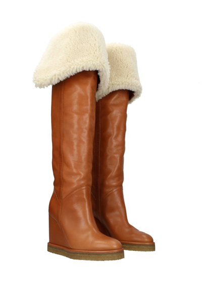 Shop Celine Boots Leather In Brown