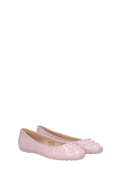 Shop Tod's Ballet Flats Leather In Pink