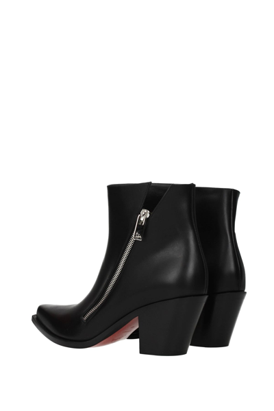 Shop Christian Louboutin Ankle Boots Santiazip Leather In Black